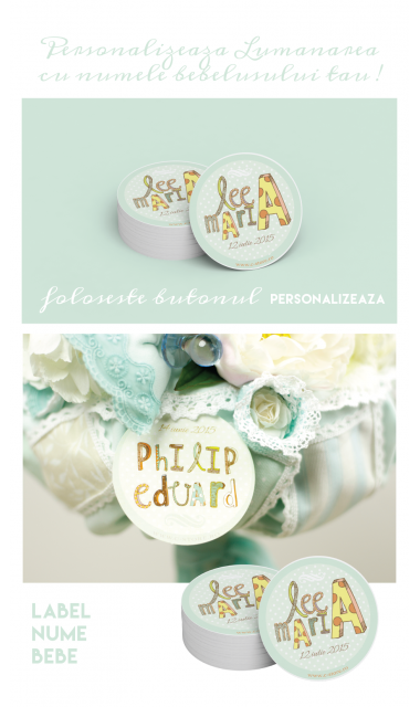 Lumanare de botez personalizata, unisex, cu bujori si jucarii, Bujori cu menta  2